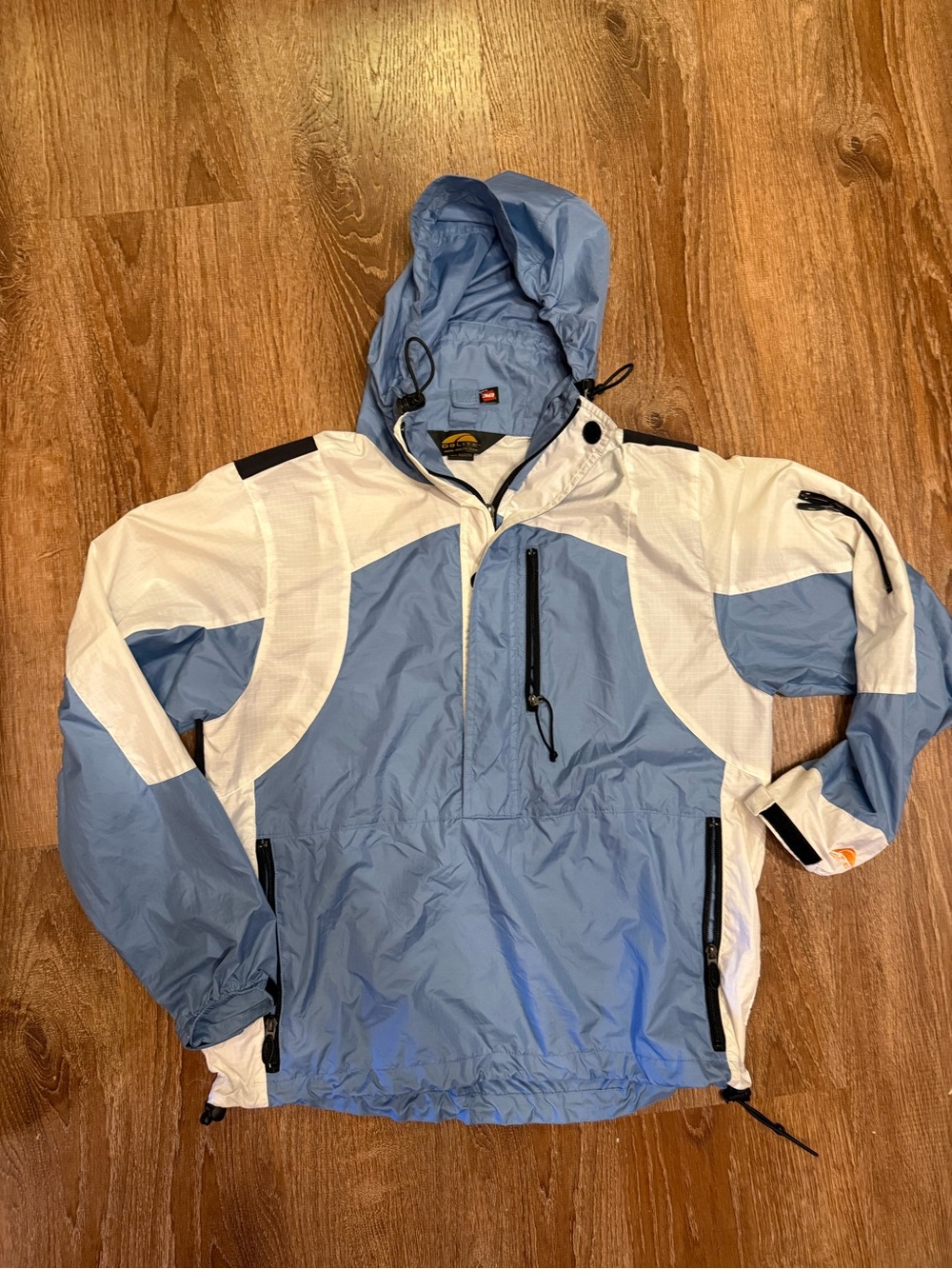 Golite Light Blue & White Hooded Windbreaker